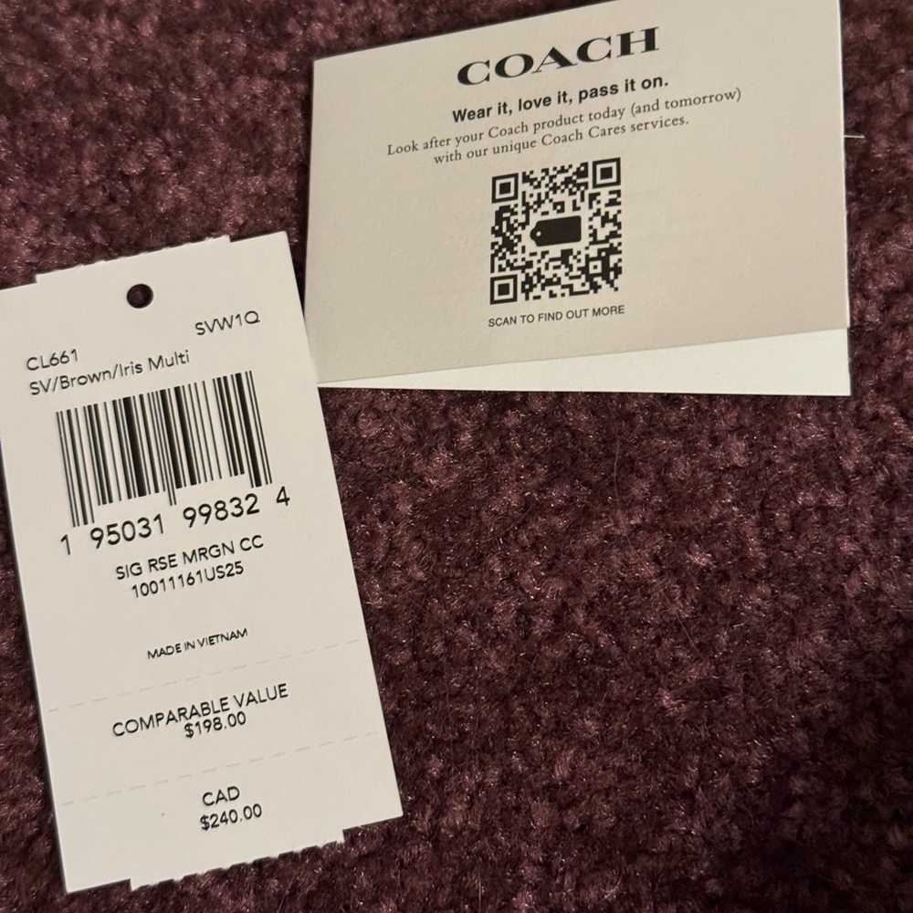 Coach Morgan Card Case On A Chain In Signature Canvas With Rose Print ~ NWTS! - Picture 6 of 7